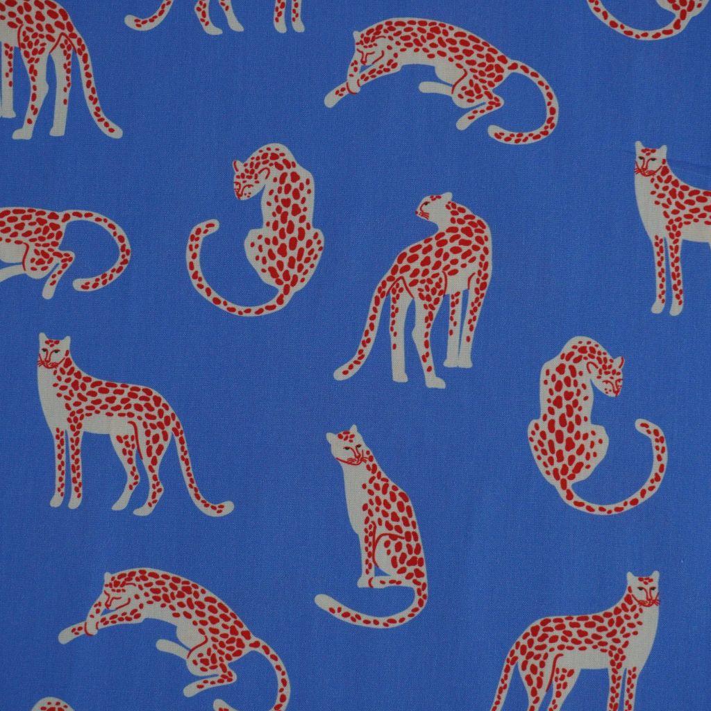 Baumwollstoff Motivdruck Leopard hellblau
